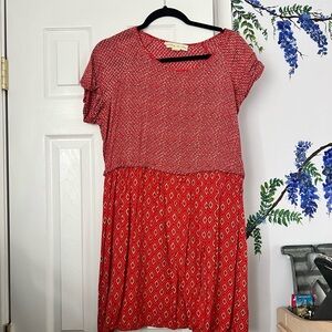 Urban Outfitters Red Geometric Midi Dress